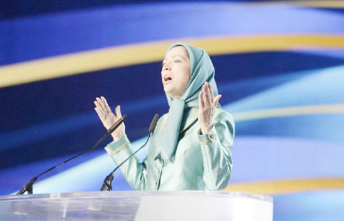 President of the National Council of Resistance of Iran (CNRI) Maryam Rajavi gestures while speaking during the National Council of Resistance of Iran (CNRI) annual meeting in Le Bourget, near Paris. — AFP file photo